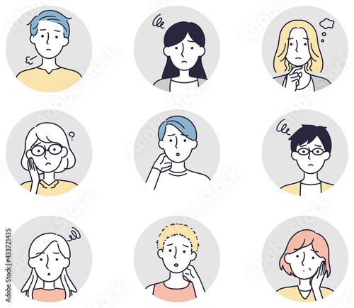 困り顔　男女セット　シンプルイラスト