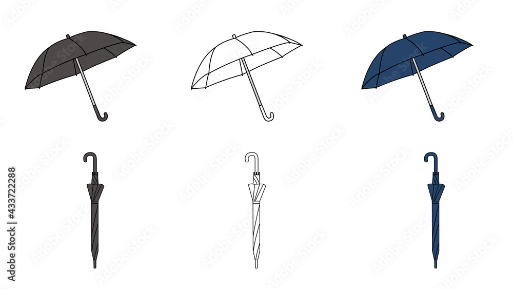 傘 ビニール傘 閉じた傘と開いた傘 イラスト素材 Stock Vector Adobe Stock