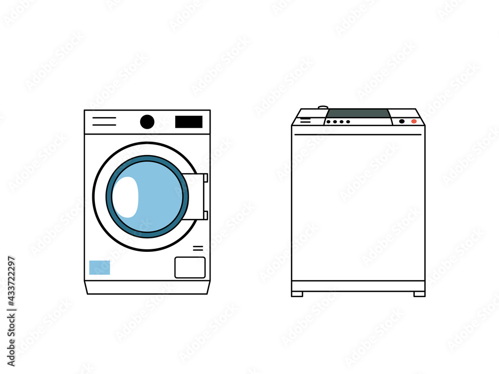 ドラム式洗濯機 縦型洗濯機 大型家電製品 イラスト素材 Stock Vector Adobe Stock