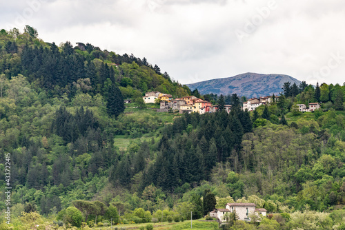 Small medieval town. On a high hill in the Tuscan mountains is an old Italian town. Spring in May in Italy © Михаил Шаповалов