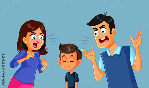 Parents Screaming at Their Child Vector Illustration