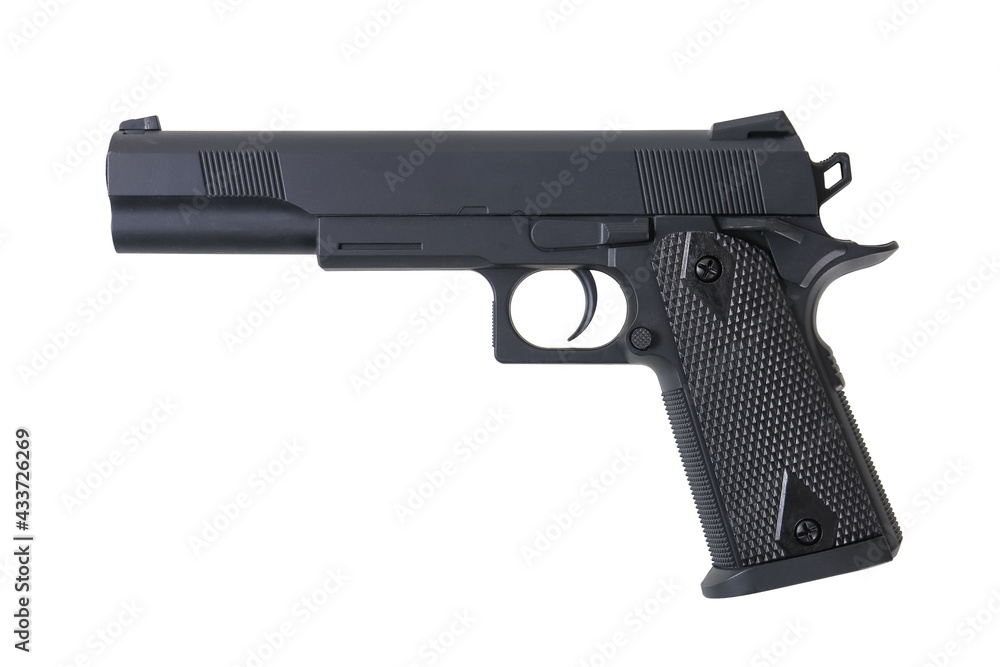 Toy pistol or Fake gun isolated on white background, clipping path included.