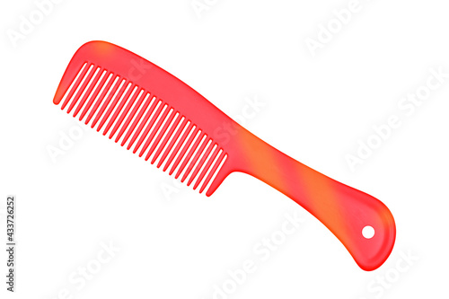 RedRed plastic comb isolated on white background,clipping path included. photo