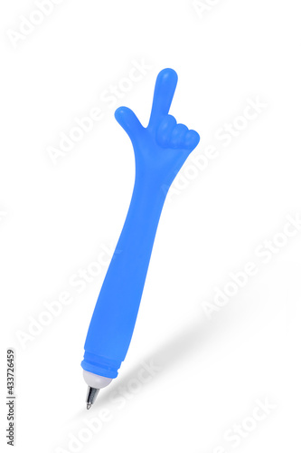 Fancy pen, Finger pointing symbol isolated on white background, clipping path included.