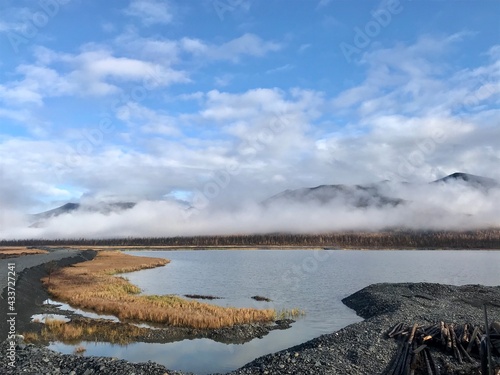 Canvas Print lake and clouds