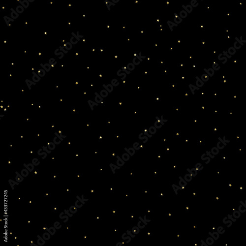 starry night sky small gold glitter stars seamless pattern isolated on a black background