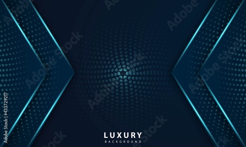 Abstract geometric navy blue abstract background with metallic blue light