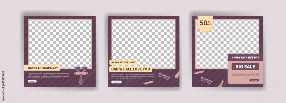 Happy Father's Day. Father's day big sale. Banner vector for social media ads, web ads, business messages, discount flyers and big sale banners.