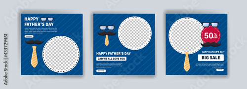 Happy Father's Day. Father's day big sale. Banner vector for social media ads, web ads, business messages, discount flyers and big sale banners.