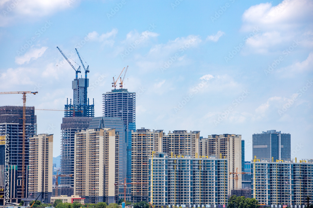 Residential buildings in commercial housing district under construction