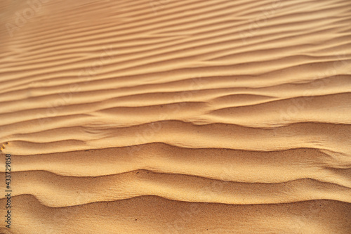 Wavy sand texture in Dubai desert close up