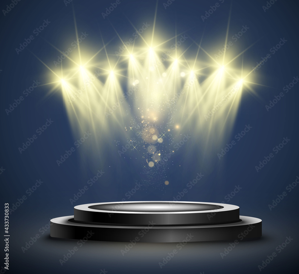 Winner background with signs of first, second and third place on a ...