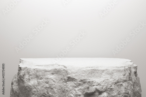 cosmetic display product stand, White stone podium scene background photo