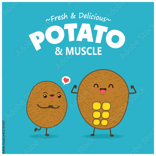 Vintage food poster design with potato character.