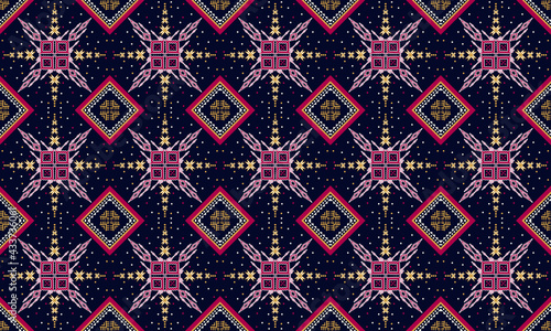 Geometric ethnic oriental pattern traditional Design for background,carpet,wallpaper,clothing,wrapping,Batik,fabric,Vector illustration.embroidery style.