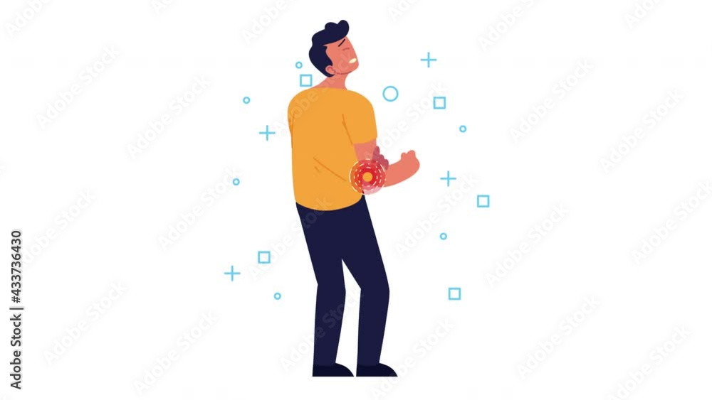 man with elbow pain rheumatology disease animation man with elbow pain rheumatology disease animation