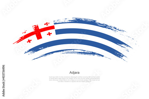 Curve style brush painted grunge flag of Adjara country in artistic style