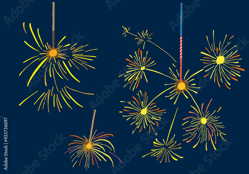 線香花火イラスト 手描き