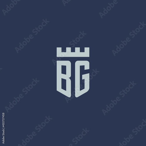 BG logo monogram with fortress castle and shield style design photo