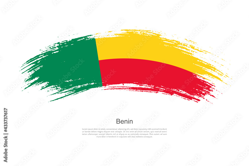 Obraz premium Curve style brush painted grunge flag of Benin country in artistic style