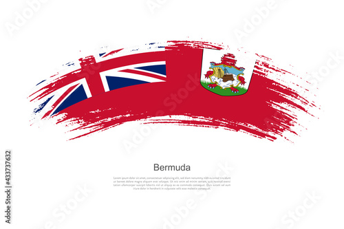 Curve style brush painted grunge flag of Bermuda country in artistic style