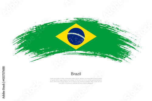 Curve style brush painted grunge flag of Brazil country in artistic style