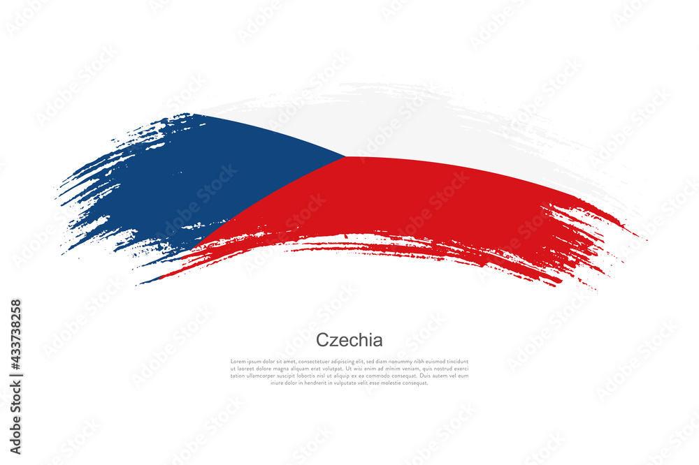Curve style brush painted grunge flag of Czechia country in artistic style Curve style brush painted grunge flag of Czechia country in artistic style