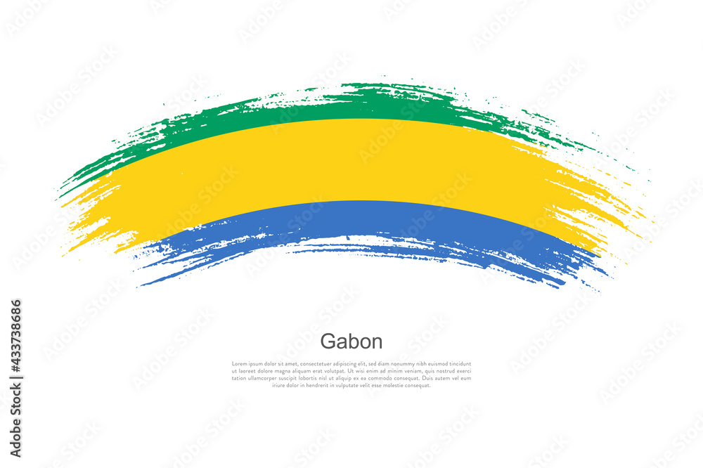 Curve style brush painted grunge flag of Gabon country in artistic style