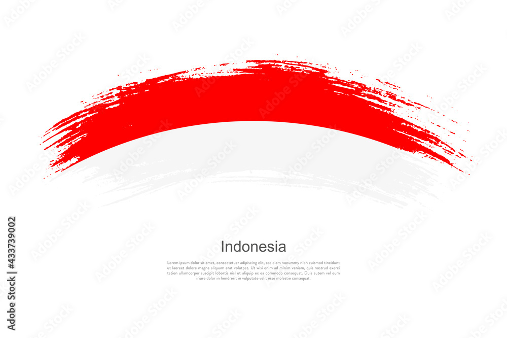 Curve style brush painted grunge flag of Indonesia country in artistic style Curve style brush painted grunge flag of Indonesia country in artistic style