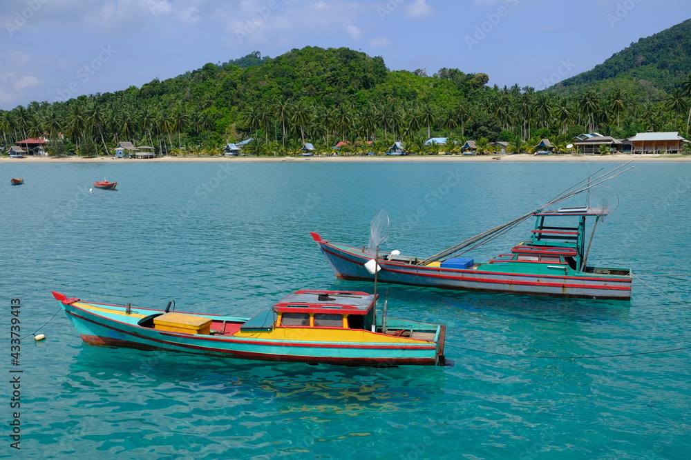 Indonesia Anambas Islands - Jemaja Island Padang Melang Beach anchoring fishing boats