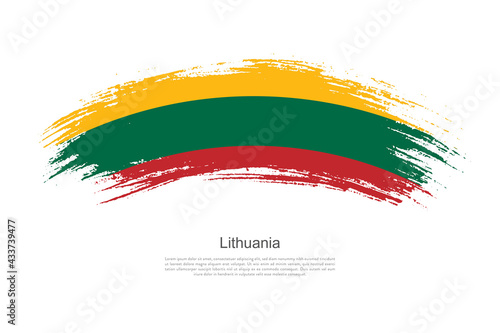 Curve style brush painted grunge flag of Lithuania country in artistic style