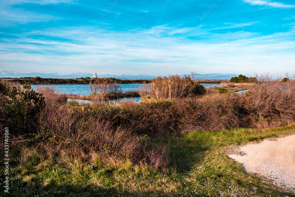 Sanctuary of Barbana in the lagoon of Grado, Italy Sanctuary of Barbana in the lagoon of Grado, Italy