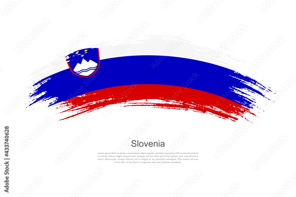 Curve style brush painted grunge flag of Slovenia country in artistic style