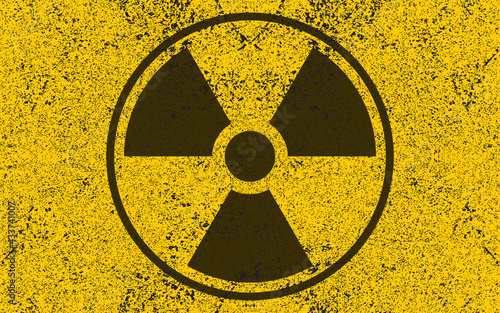 Radioactive hazard background. Trefoil symbol. Illustration of grunge nuclear non-ionizing radiation wallpaper. Attention. Danger zone. Caution radiological contamination. Post Apocalyptic concept.