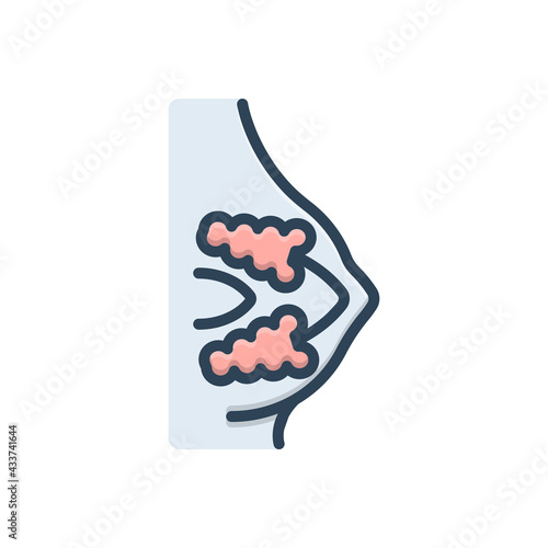 Color illustration icon for mammary gland

