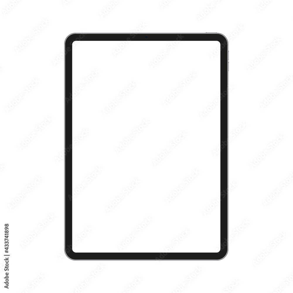 Tablet Computer Mockup with Blank Vertical Screen, Isolated on White Background, Front View. Vector Illustration Tablet Computer Mockup with Blank Vertical Screen, Isolated on White Background, Front View. Vector Illustration