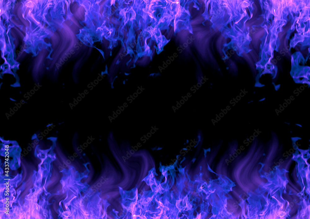火 炎　背景 フレーム　グラフィック イラスト　青  紫