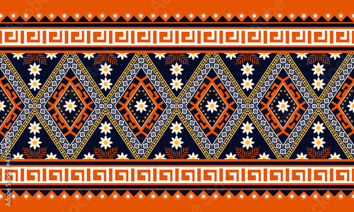 Geometric ethnic oriental pattern traditional Design for background,carpet,wallpaper,clothing,wrapping,Batik,fabric,Vector illustration.embroidery style.