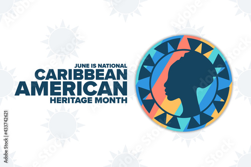 June is National Caribbean American Heritage Month. Holiday concept. Template for background, banner, card, poster with text inscription. Vector EPS10 illustration.