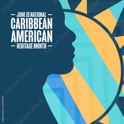 June is National Caribbean American Heritage Month. Holiday concept. Template for background, banner, card, poster with text inscription. Vector EPS10 illustration.