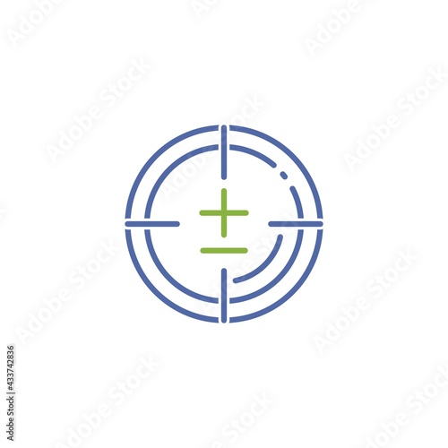 Measurement accuracy. Dimensional tolerance plus, minus. Precision of the instrument. Vector linear icon isolated on white background.