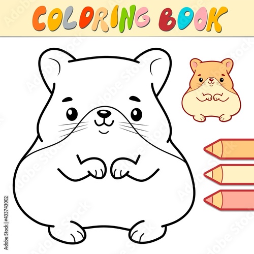 Coloring book or page for kids. hamster black and white vector