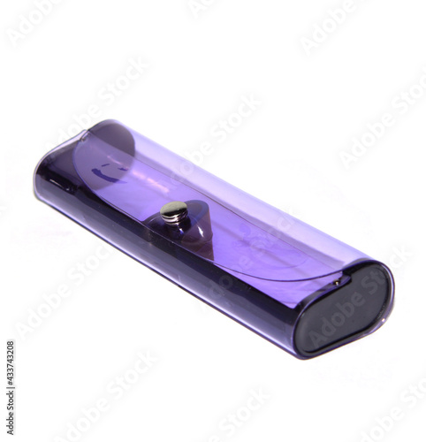 Glasses case in blue on a white background. for storing optics.