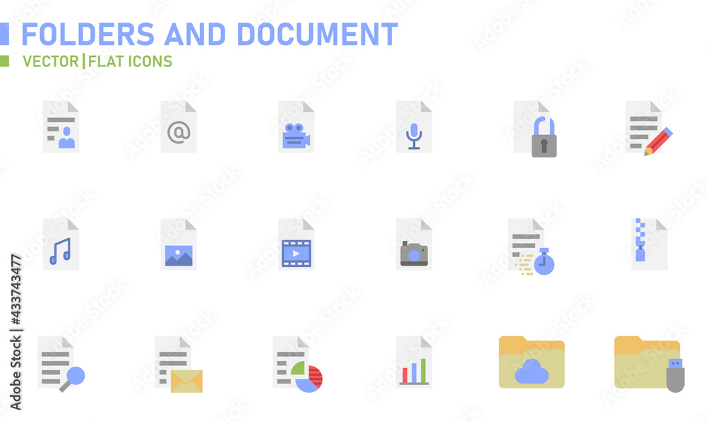 Folders and document icons for website, application, printing, document, poster design, etc. Folders and document icons for website, application, printing, document, poster design, etc.