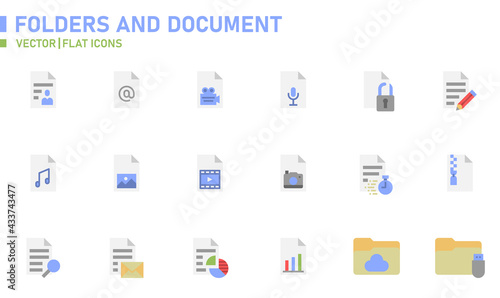 Folders and document icons for website, application, printing, document, poster design, etc.