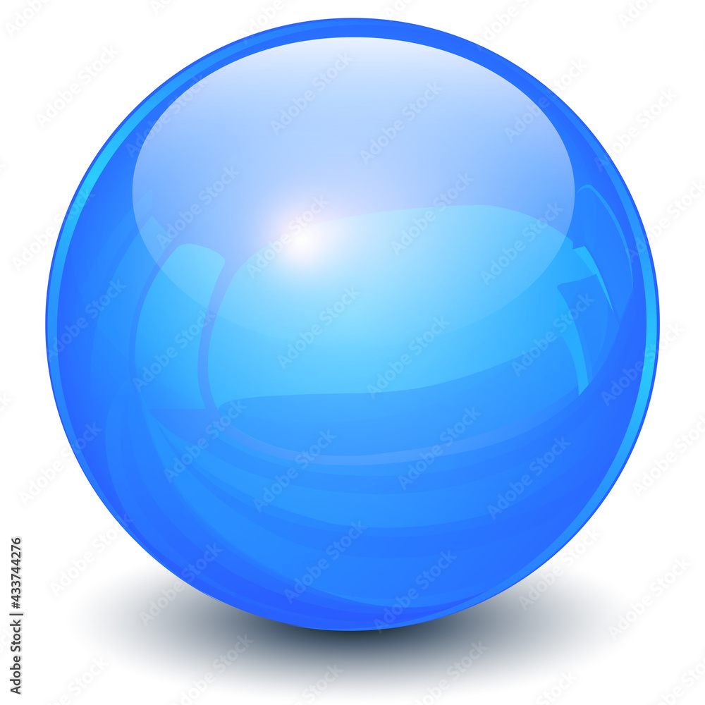 Glass sphere blue, 3D ball icon shiny vector illustration. Glass sphere blue, 3D ball icon shiny vector illustration.