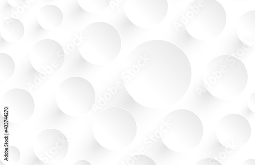Abstract white background with 3D circles pattern, interesting white grey vector  background illustration.