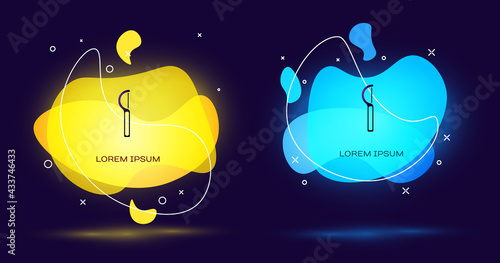 Black Dental floss icon isolated on black background. Abstract banner with liquid shapes. Vector