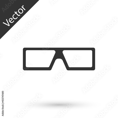 Grey 3D cinema glasses icon isolated on white background. Vector