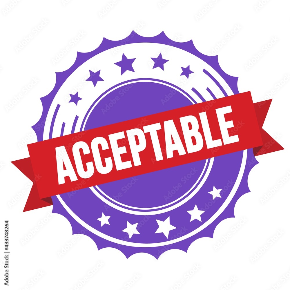 ACCEPTABLE text on red violet ribbon stamp. ACCEPTABLE text on red violet ribbon stamp.